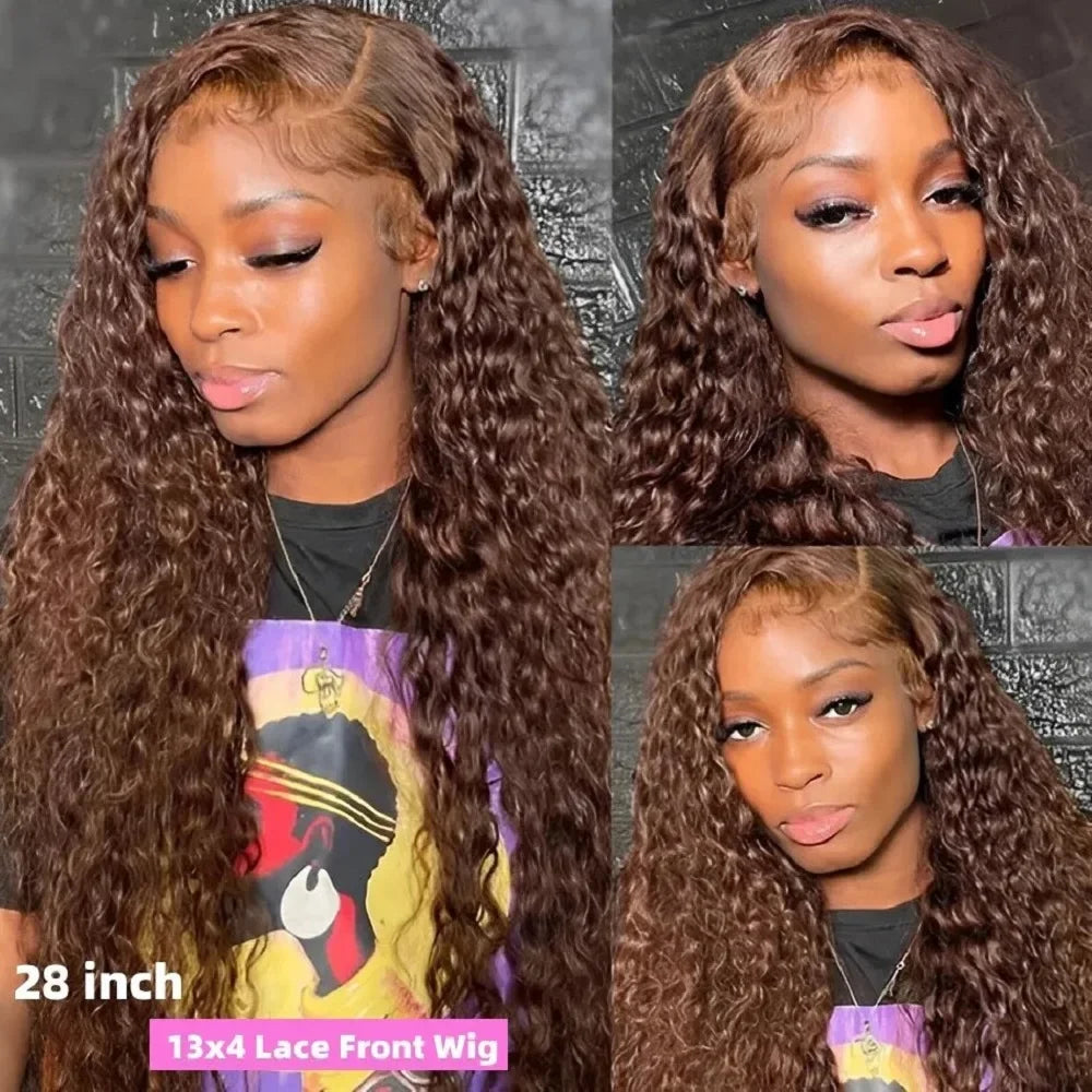 Pink Pearle 13x6 Brown Curly Lace Front Glueless Wig