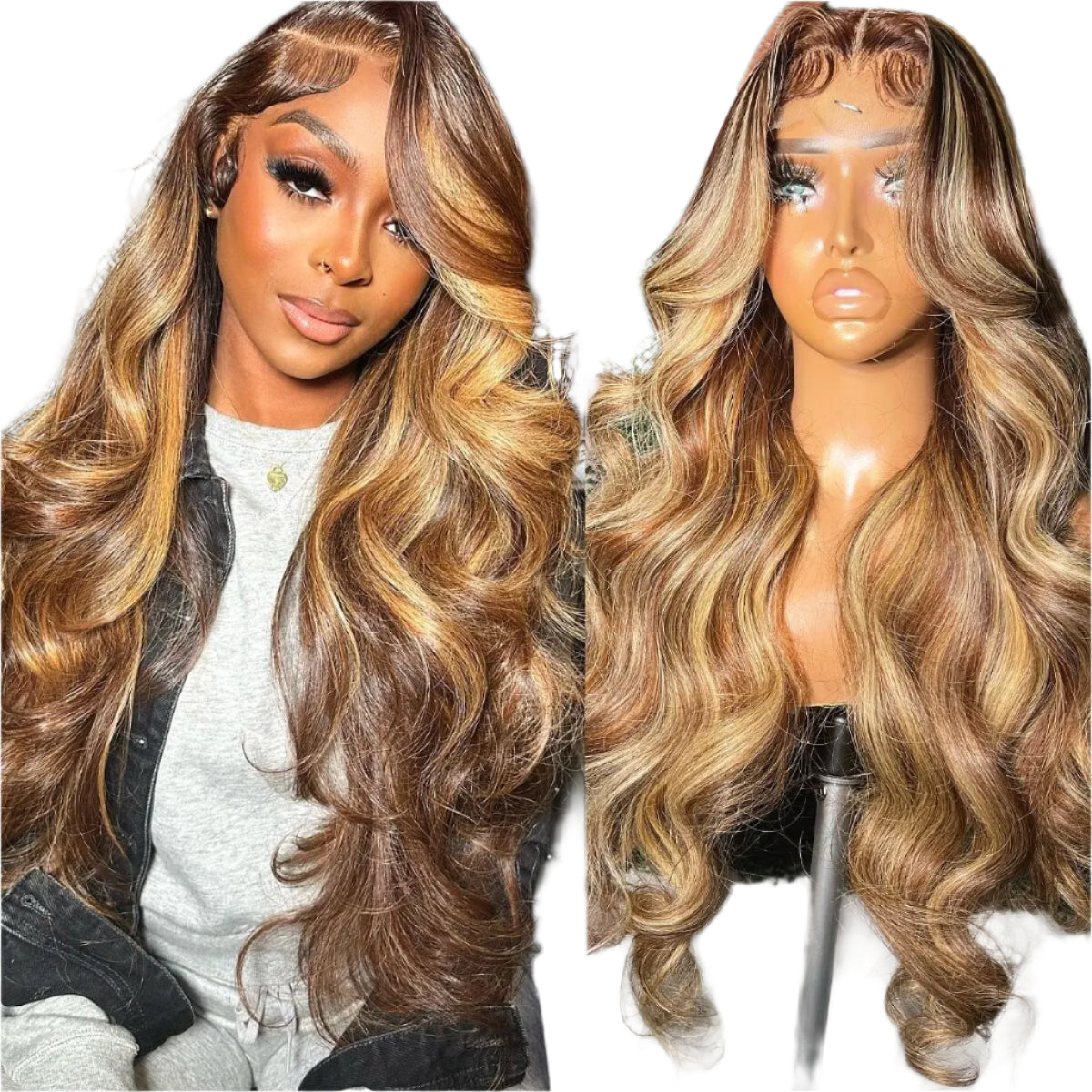 Pink Pearle 13x6 Transparent Ombre Honey Blonde Lace Frontal Wig