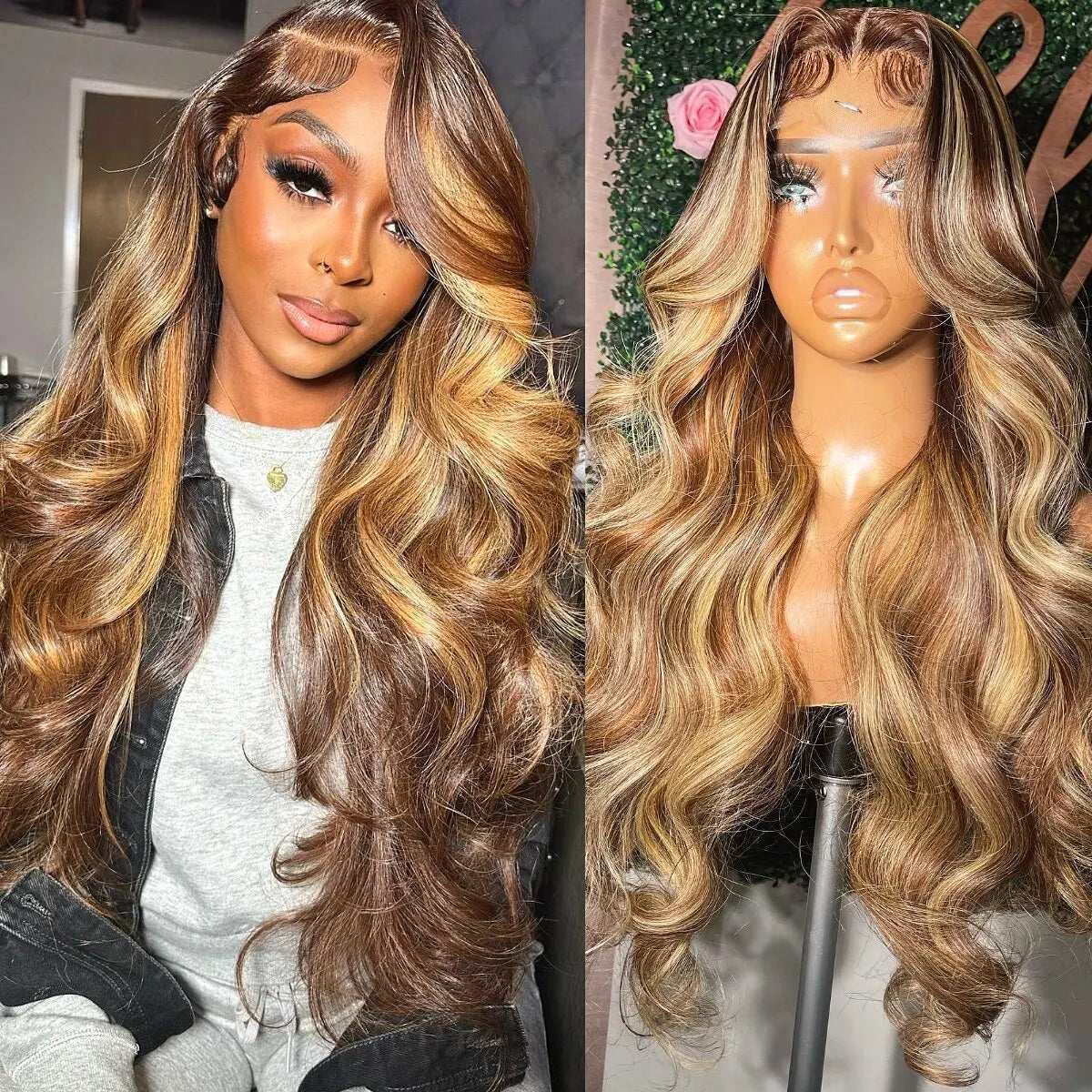 Pink Pearle 13x6 Transparent Ombre Honey Blonde Lace Frontal Wig