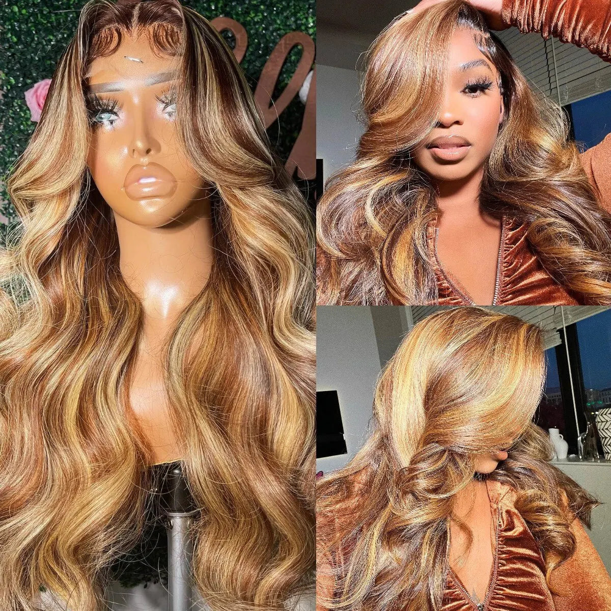 Pink Pearle 13x6 Transparent Ombre Honey Blonde Lace Frontal Wig