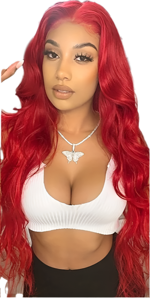 Pink Pearle Hot Red Body Wave Brazilian Lace Wig