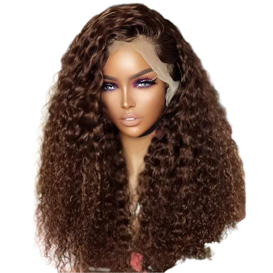 Pink Pearle 13x6 Brown Curly Lace Front Glueless Wig